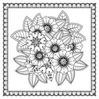 mehndi bloem voor henna, mehndi, tatoeage, decoratie. decoratief ornament in etnische oosterse stijl, doodle ornament, schets hand tekenen. kleurboek pagina. vector