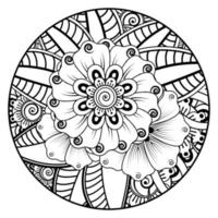 mehndi bloem voor henna, mehndi, tatoeage, decoratie. decoratief ornament in etnische oosterse stijl, doodle ornament, schets hand tekenen. kleurboek pagina. vector