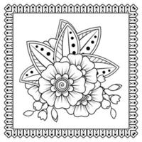 mehndi bloem voor henna, mehndi, tatoeage, decoratie. decoratief ornament in etnische oosterse stijl, doodle ornament, schets hand tekenen. kleurboek pagina. vector