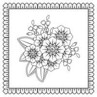 mehndi bloem voor henna, mehndi, tatoeage, decoratie. decoratief ornament in etnische oosterse stijl, doodle ornament, schets hand tekenen. kleurboek pagina. vector