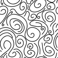 zwart-wit hand getekend glad cirkelvormig penseelstreek naadloos patroon. vectorillustratie voor achtergrond, beddengoed stof inpakpapier scrapbooking. vector