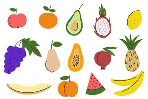 doodle stijl fruit set vector