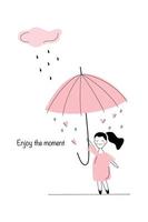 cartoon meisje met roze paraplu. vector illustratie