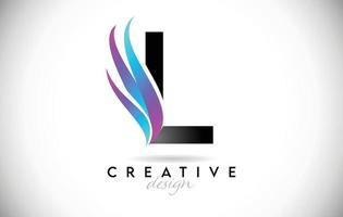 letter l-logo met creatieve verloop-swooshes. creatieve elegante letter l met kleurrijke vector icon