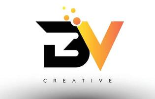 bv zwart oranje letter logo ontwerp. bv icoon met stippen en bubbels vector logo