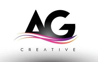 ag logo ontwerp letterpictogram. ag-letters met kleurrijke creatieve swoosh-lijnen vector
