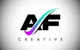 af letter-logo met creatieve swoosh gebogen lijn en vet lettertype en levendige kleuren vector