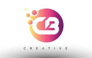 cb stippen bubbels letters in een cirkel. cb letter ontwerp logo met paars oranje kleuren vector