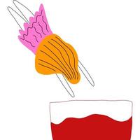 meisje springen in een glas wijn. wijnliefhebber karakter illustratie. vectorillustratie. vector