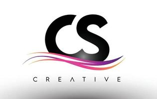 cs logo ontwerp letterpictogram. cs-letters met kleurrijke creatieve swoosh-lijnen vector