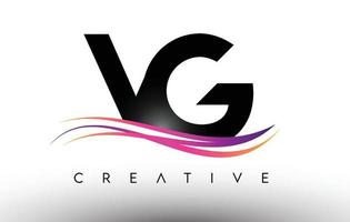 vg logo ontwerp letterpictogram. vg-letters met kleurrijke creatieve swoosh-lijnen vector