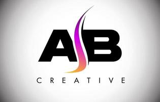 ab letter logo-ontwerp met creatieve shoosh en moderne look vector