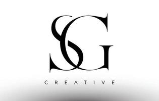 sg minimalistisch serif modern letterlogo in zwart-wit. sg creatieve serif logo ontwerp pictogram vector