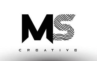 ms vingerafdruk zebra brief logo ontwerp. ms-logo met vingerafdruk creatief pictogram vector