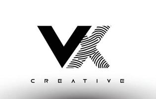 vx vingerafdruk zebra brief logo ontwerp. vx-logo met vingerafdruk creatief pictogram vector