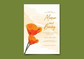 bruiloft uitnodigingskaart met prachtige bloeiende bloemen vector