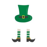 hoed en schoenen voor st patricks dag platte vectorillustratie vector