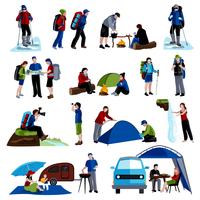 Camping pictogrammen instellen vector