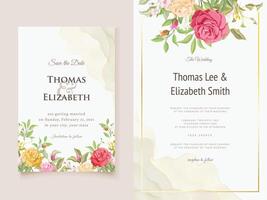elegante bloemen bruiloft uitnodigingskaart vector
