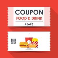 coupon eten en drinken kaart. element sjabloon voor grafisch ontwerp. vector illustratie