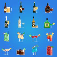 Cocktail pictogrammen platte Set vector