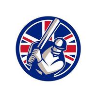 britse cricketspeler mascotte retro stijl vector