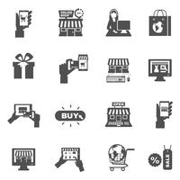 Internet winkelen silhouet Icon Set vector