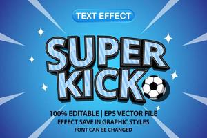 super kick 3d bewerkbaar teksteffect vector