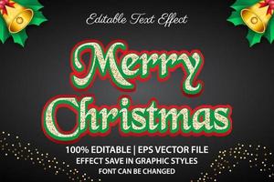 vrolijk kerstfeest bewerkbare teksteffect 3D-stijl vector