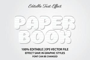 papieren boek 3d bewerkbaar teksteffect vector