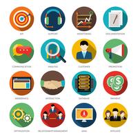 CRM ronde iconen set vector