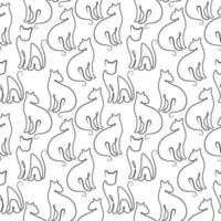 continu één enkele regel van abstract schattig katten naadloos patroon vector