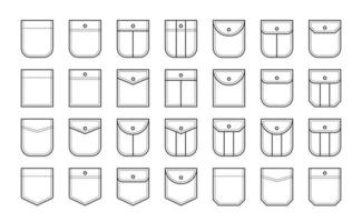 set patch zakpictogrammen voor shirts en andere kleding. geïsoleerde lijn vectorillustratie vector