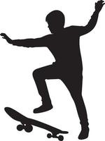 skateboard en skater jongen silhouet vector