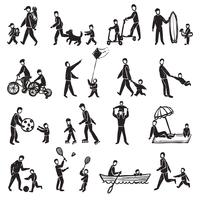 Family Activity Sketch Icon Set vector