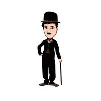 Surakarta, Indonesië, 3 december 2021, Charlie Chaplin karikatuur illustratie op witte achtergrond vector