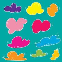 doodle wolk illustratie vector met felle kleur voor kinderbehang print