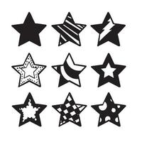 verzameling van hand getrokken doodle sterren illustratie met cartoon lijn kunststijl geïsoleerd op een witte achtergrond vector