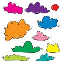 doodle wolk illustratie vector met felle kleur voor kinderbehang print