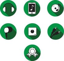 audio game en muziek luisteren cirkel icon set pack vector