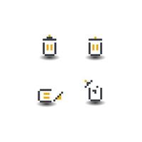 Pixel art 8-bits verwijderen pictogram, prullenbak, prullenbak geïsoleerd op een witte achtergrond vectorillustratie vector