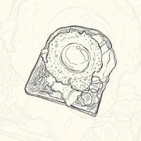 illustratie schets toast food.hand getekende element ontwerp menu. geïsoleerd object op witte achtergrond. vector