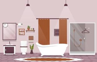 schone badkamer interieur design kast badkuip meubels vlakke afbeelding