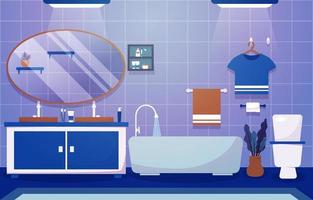 schone badkamer interieur design kast badkuip meubels vlakke afbeelding vector