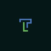 een eenvoudig en modern initieel tl-logo-ontwerp vector