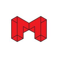 letter m 3d overzicht geometrische logo vector