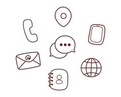 contact pictogram teken of symbool set hand getekende cartoon kunst illustratie vector