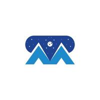 letter m berg nachtelijke hemel symbool logo vector
