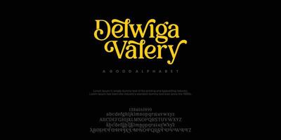 delwiga velery serif klassiek ontwerp lettertype vectorillustratie van Alfabetletters. vector