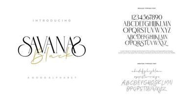 savana's abstracte mode lettertype alfabet. minimale moderne stedelijke lettertypen voor logo, merk enz. typografie lettertype hoofdletters kleine letters en nummer. vector illustratie